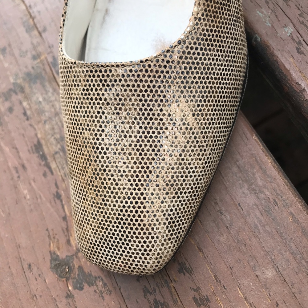 Stuart Weitzman Snake Print Heels Block Heel Gold… - image 7